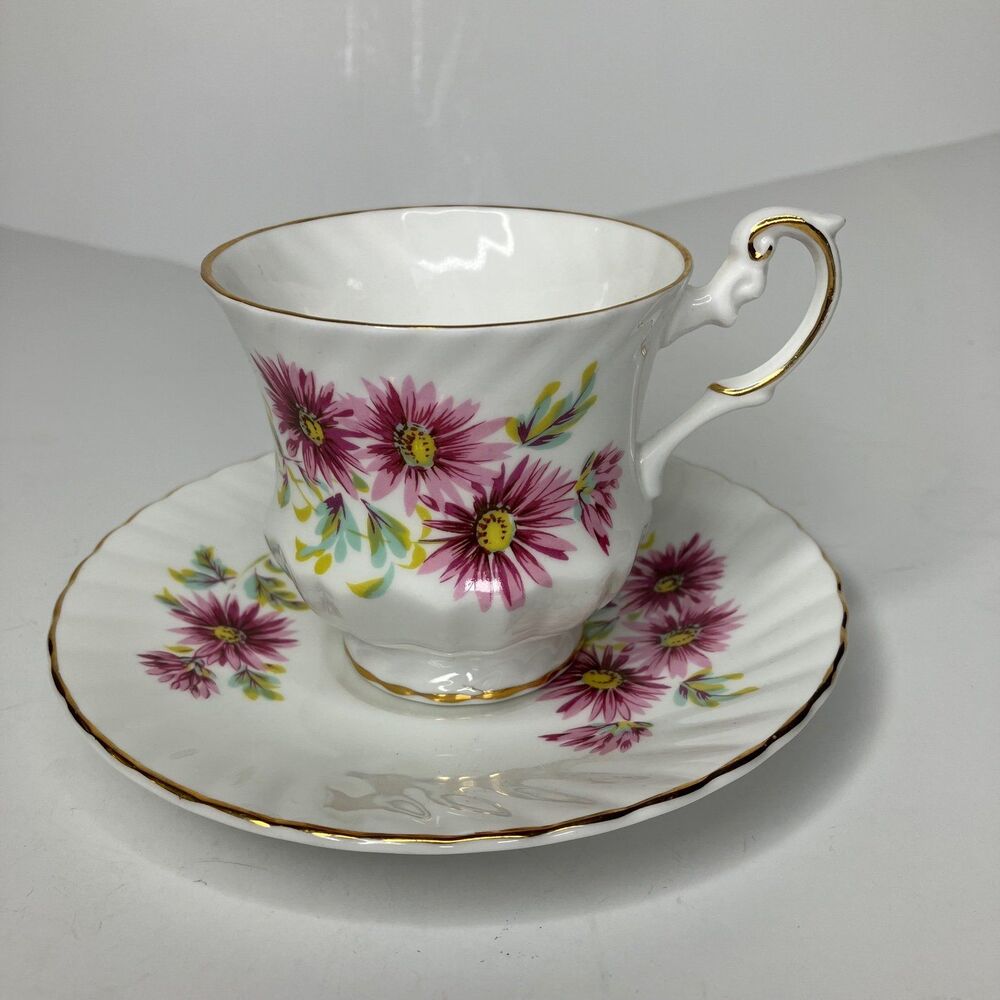 Rosina Fine Bone China Tea Cup and Saucer Set-September Floral Made In England